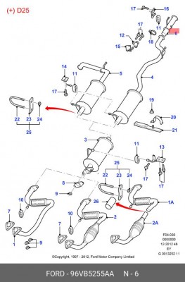 Труба системы выпуска ОГ 96VB-5255-AA FORD