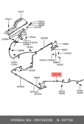 Трос, стояночная тормозная система 5991243250 HYUNDAI KIA