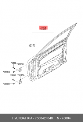Дверь передняя 760042F040 HYUNDAI KIA