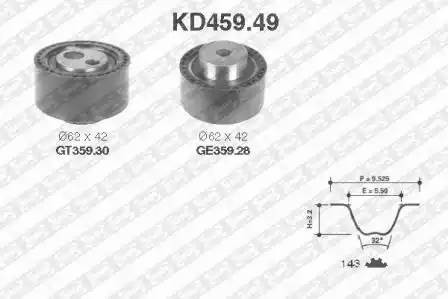Комплект ремня ГРМ KD459.49 NTN SNR