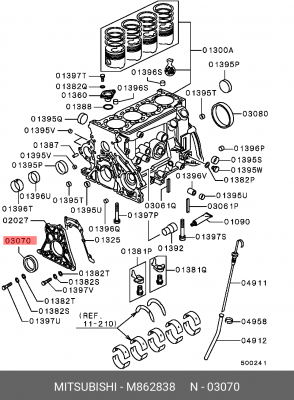 Уплотняющее кольцо, коленчатый вал M862838 MITSUBISHI