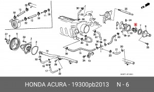 Термостат, охлаждающая жидкость 19300PB2013 HONDA