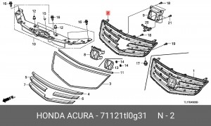 Решетка радиатора 71121TL0G31 HONDA