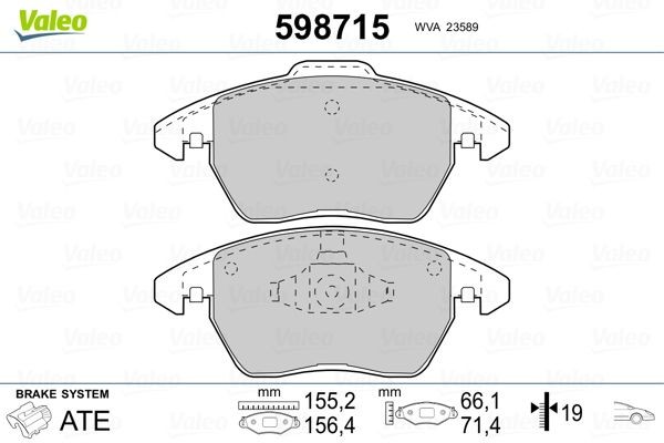 Комплект тормозных колодок, диско 598715 VALEO PHC