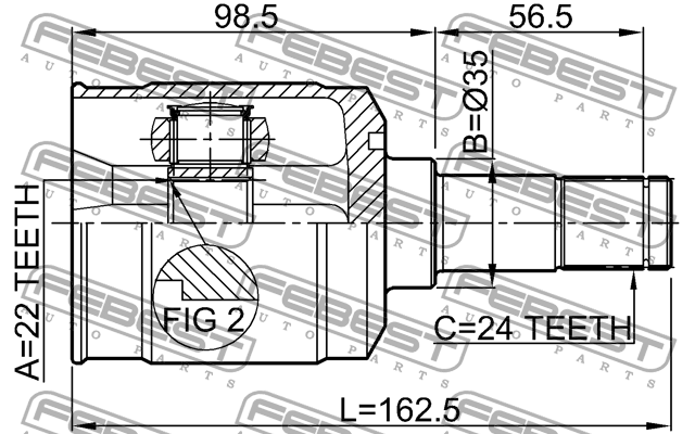 Вал привода колеса в сборе с ШРУСами 0511-323FLH FEBEST