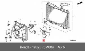 Вентилятор, охлаждение двигателя 19020P5M004 HONDA