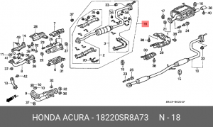 Средний глушитель выхлопных газов 18220SR8A73 HONDA