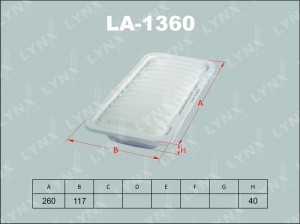 Фильтр воздушный LA-1360 LYNXAUTO