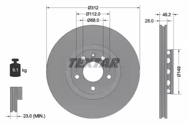 Тормозной диск 92106105 TEXTAR