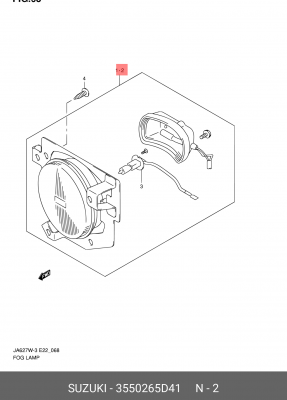 Фара противотуманная 35502-65D41 SUZUKI