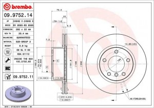 Тормозной диск 09.9752.14 BREMBO