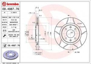 Тормозной диск 09.4987.76 BREMBO