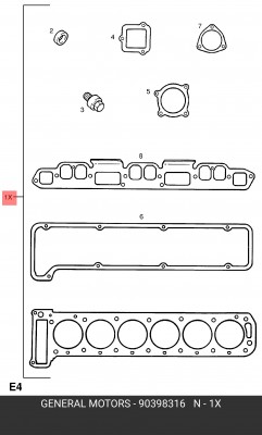 Комплект прокладок, головка цилиндра 90398316 GENERAL MOTORS