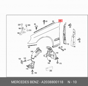 Крыло переднее A2038800118 MERCEDES BENZ
