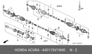 Шарнирный комплект, приводной вал 44011SV1N00 HONDA