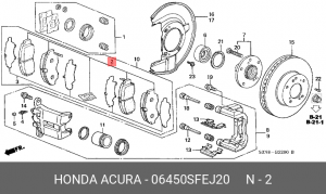 Комплект тормозных колодок, диско 06450SFEJ20 HONDA