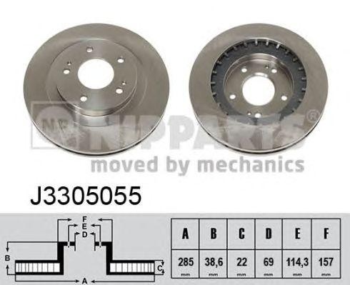 Диск тормозной J3305055 H B JAKOPARTS NIPPARTS