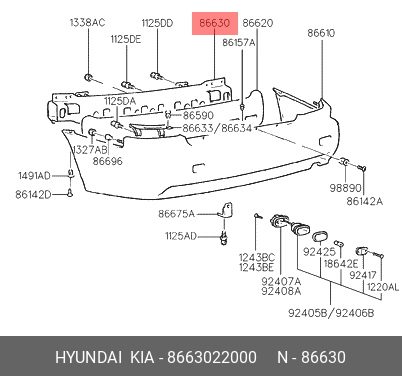 Усилитель бампера 8663022000 HYUNDAI KIA