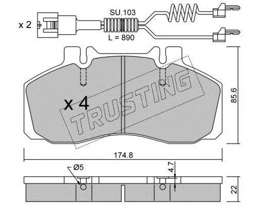 Комплект тормозных колодок, диско 275.0W TRUSTING