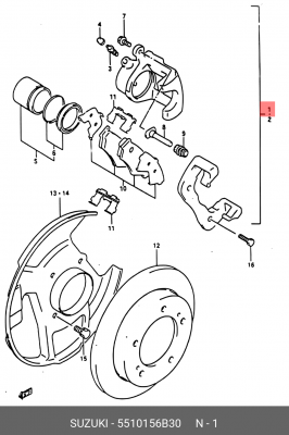 Суппорт тормозной 55101-56B30 SUZUKI