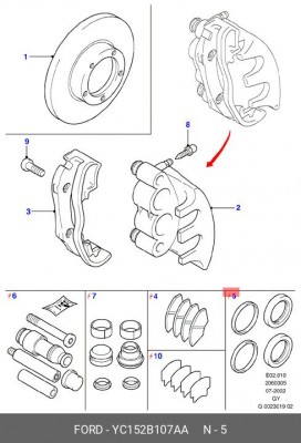 Ремкомплект, тормозной суппорт YC152B107AA FORD