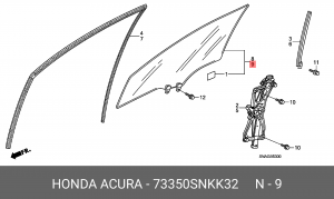 Стекло двери 73350SNKK32 HONDA