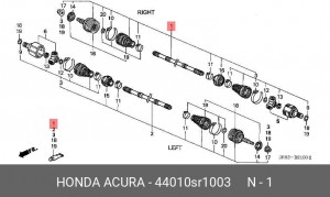 Шарнирный комплект, приводной вал 44010SR1003 HONDA