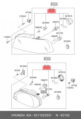 Фара головного света 9211025531 HYUNDAI KIA