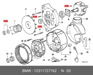 Ремкомплект, генератор 12 31 1 727 762 BMW