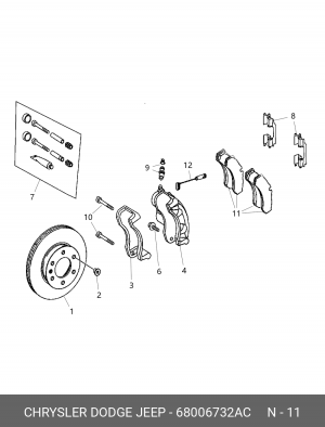 Комплект тормозных колодок, диско 68006732AC CHRYSLER