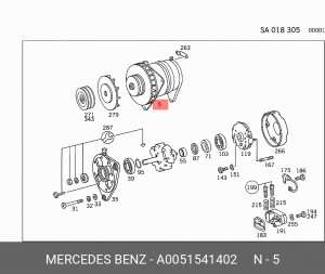 Генератор A0051541402 MERCEDES BENZ