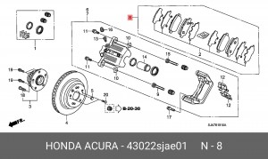 Колодки тормозные дисковые 43022SJAE01 HONDA