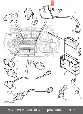 Клапан, управление рециркуляция ОГ PMK000030 MG ROVER LAND ROVER