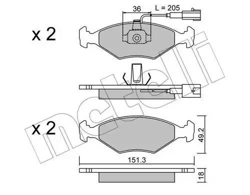 Комплект тормозных колодок, диско 2202730 METELLI