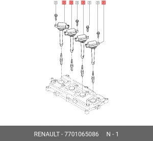 Катушка зажигания 77 01 065 086 RENAULT