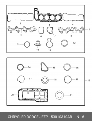 Комплект прокладок, впускной коллектор 53010 310AB CHRYSLER