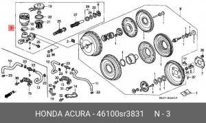 Главный тормозной цилиндр 46100SR3831 HONDA