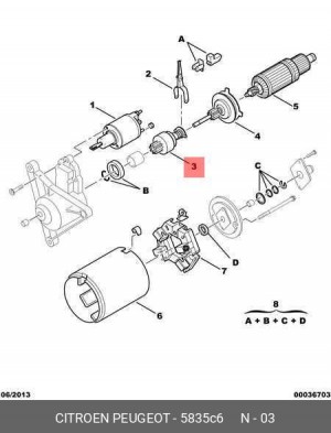 Привод с механизмом свободного хода, стартер 5835 C6 CITROEN PEUGEOT