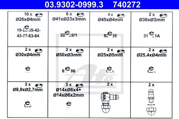 Комплект прокладок, адаптер (устройство удаления воздуха) 03.9302-0999.3 ATE