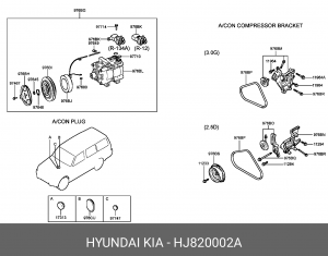 Клиновой ремень HJ820-002A HYUNDAI KIA