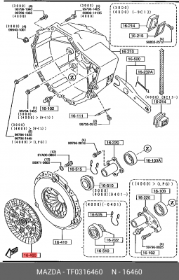Диск сцепления TF0316460 MAZDA