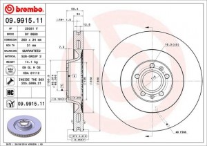 Тормозной диск 09991511 BREMBO