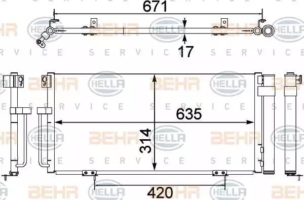 Конденсатор, кондиционер 8FC351303791 HELLA
