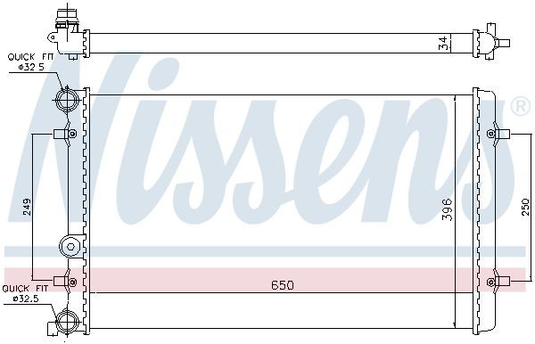 Радиатор, охлаждение двигател 65011 NISSENS