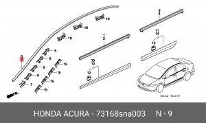 Молдинг крыши 73168SNA003 HONDA