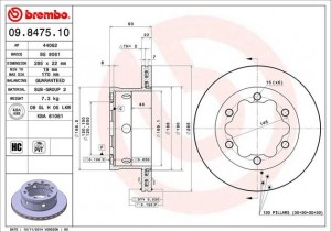 Тормозной диск 09.8475.10 BREMBO