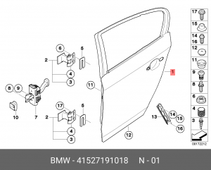 Дверь задняя 41 52 7 191 018 BMW