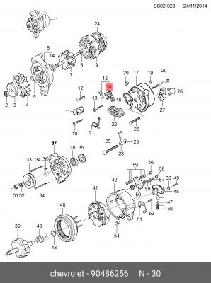 Угольная щетка, генератор 90486256 GENERAL MOTORS