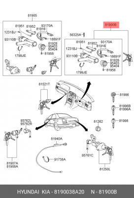 Замок зажигания 8190038A20 HYUNDAI KIA