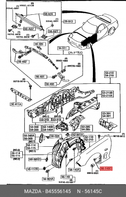 Клипса крепежная B455-56-145 MAZDA